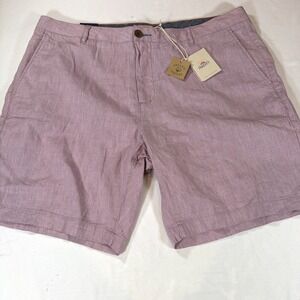 NWT FAHERTY Mens Tradewinds Shorts 7.5" Inseam Linen Blend Maui Mauve Sz 38 $128